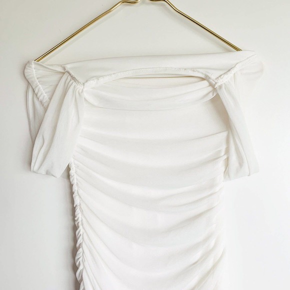 Sexy Ivory Ruched Draped Chiffon Dress - the price reflects that this is a copy - Picture 6 of 12
